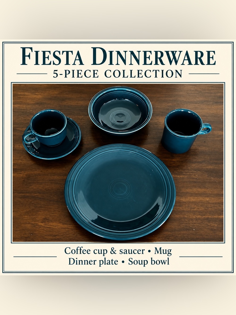 5-Piece Set in Peacock Blue